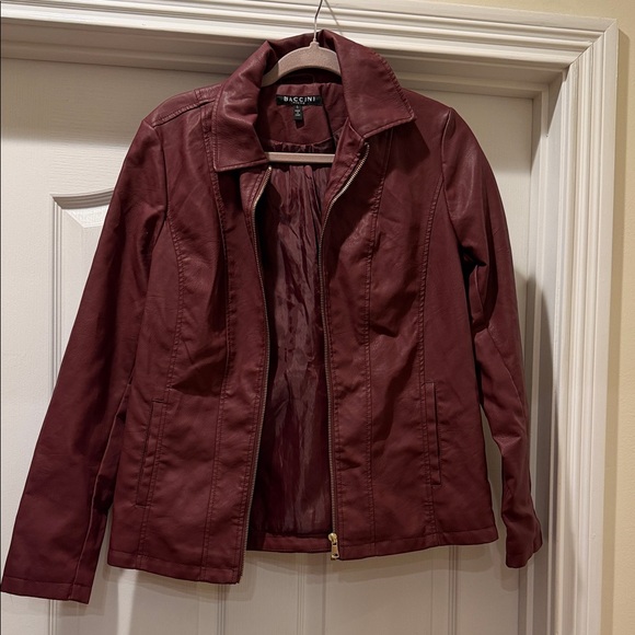 Baccini Jackets & Blazers - Deep Red Leather-look Jacket